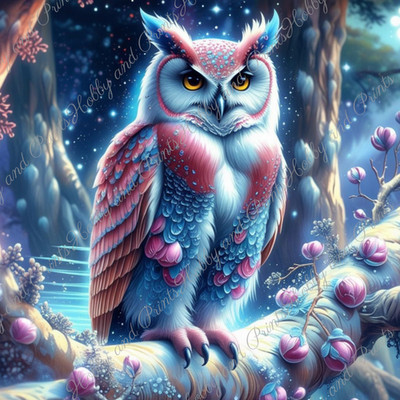 DIY Diamond Painting Vollbild Eule Uhu Fantasy Tiermotiv Himmel Traum Nacht