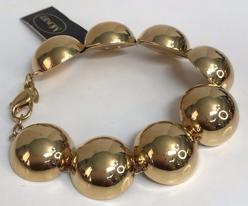 Vintage Monet Domed Link Bracelet Gold Plated Large Chunky Round Dome - Picture 4 of 10