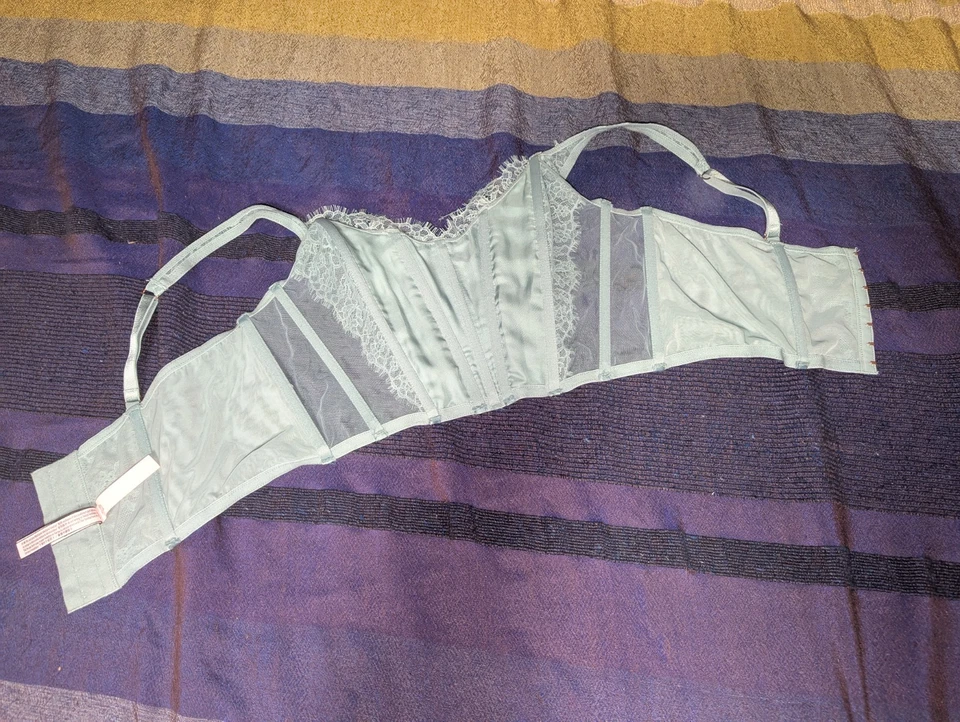 Victoria's Secret Dream Angels Corsé Top Larga Línea Encaje Bralette XL Verde Salvia Foto 3 de 4