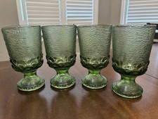 Tiffin Franciscan Madeira avocado green footed goblets set of 4
