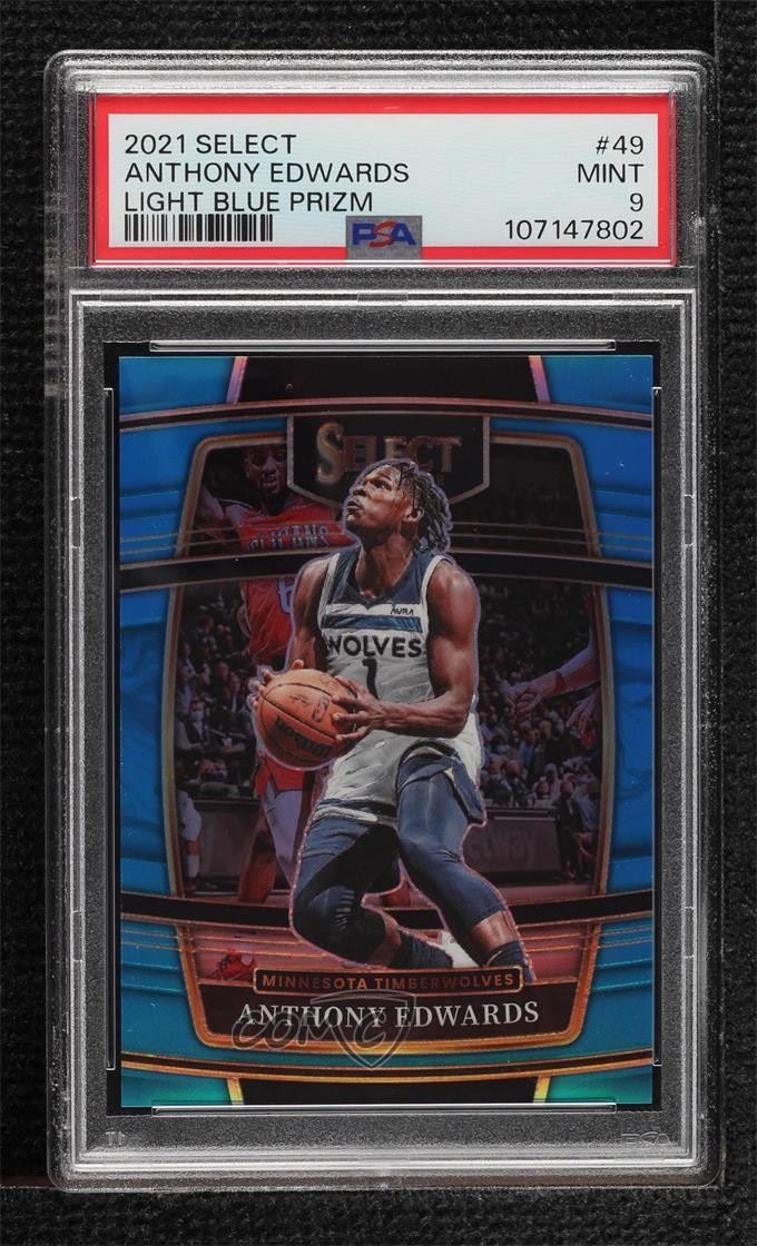 2021 Select Concourse Light Blue Prizm /299 Anthony Edwards #49 PSA 9 MINT 04dh