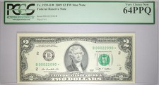 2009 $2* New York Star Note Only 128K Printed PCGS 64 PPQ B00022090*