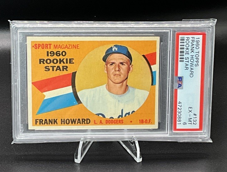 1960 Topps Baseball Card - #132 Frank Howard RC, PSA 6 EXMT