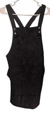Forever 21 Women's Black Faux Suede Overall Apron Mini Dress Size Small NWT