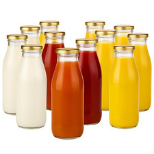 leere Glasflaschen Milchflaschen 500ml Schraubverschluss Gold, Saftflaschen
