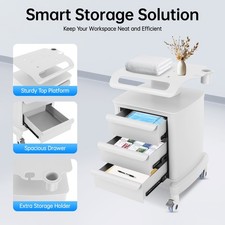 Portable Mobile Beauty Spa Salon Medical Trolley Cart 3 Drawers Storage Trolley