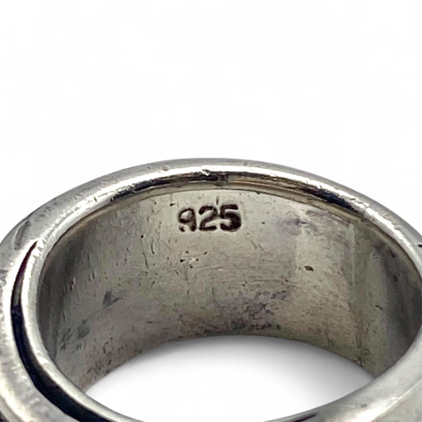 Solid Silver Geometric Engraved Vintage Ring, 70s… - image 10