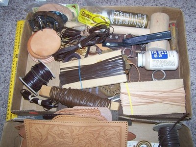 LOT Of Leather Making Tools,  Scrap pieces, lacing, blanks