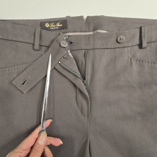Loro Piana Womens Zippered Mid-Rise Skinny Dress Pants Gray Size 50 - Picture 4 of 13