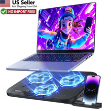 Laptop Cooling Pad 3 Quiet Fans Ergonomic Stand Phone Holder USB 12-17" FROM USA