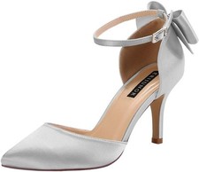 ERIJUNOR Wedding Evening Party Shoes Comfortable Mid Heels Pumps with Bow...