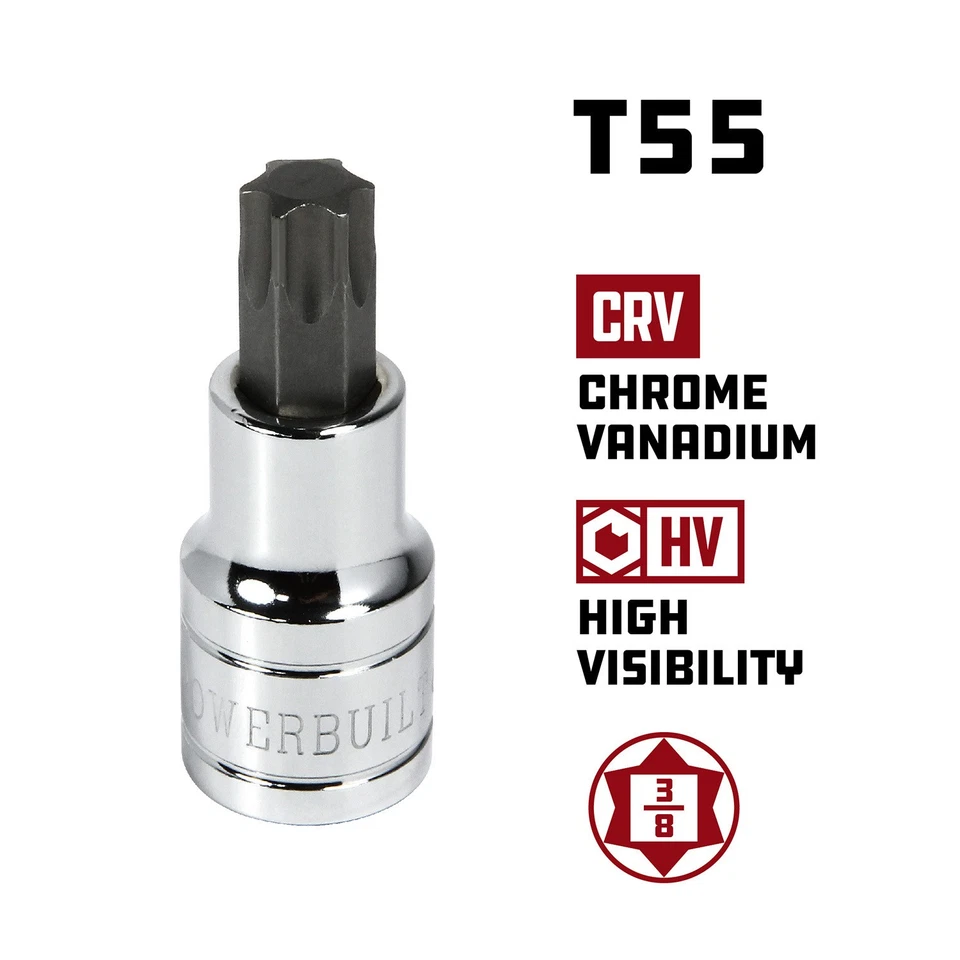 Powerbuilt 3/8 Inch Drive T-55 Torx Bit Socket - 641692 - Image 2 of 4