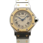 CARTIER WATCH SANTOS OCTAGON SM W2001683 IVORY DIAL SS/YELLOW GOLD QZ WOMEN'S
