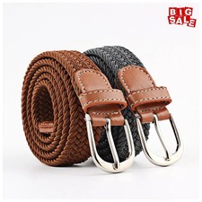 2.5cm x 100cm Unisex Elastic Canvas Belt Adjustable Needle Buckle Casual Jeans