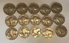 Lot of 15 BUFFALO Indian Head Nickel Coins FULL Dates Mixed Years
