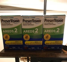 Lot of 3 New PreserVision Areds2 Eye Vitamins 120 Softgels in each/ exp. 1/26