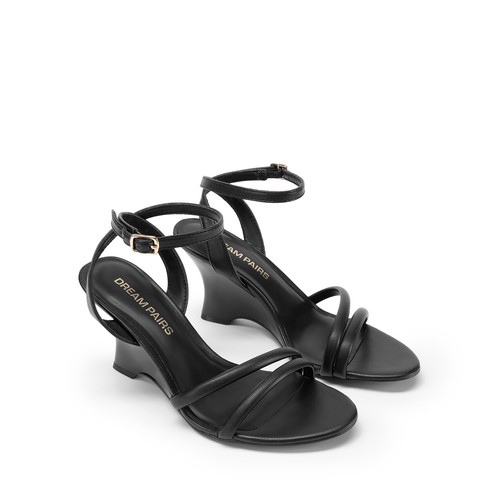 Dream Pairs Women Wedges Sandals Faux Leather Ankle Straps Party Dress Sandals - Picture 7 of 19