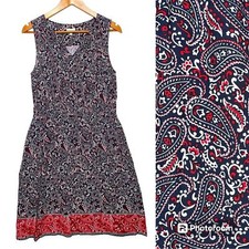 Talbots Patriotic Paisley Bandand Print Sleeveless Shift Dress Women's Size 10P