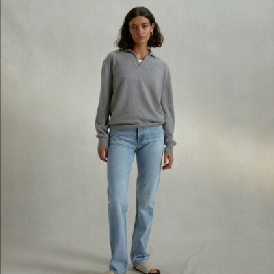 Riley Studio Unisex Oversized Gray Recycled Cashmere Polo Minimal ...