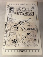 PEBBLES and BAMM BAMM #22 comic iART original stat COVER 1974 FRED FLINTSTONES