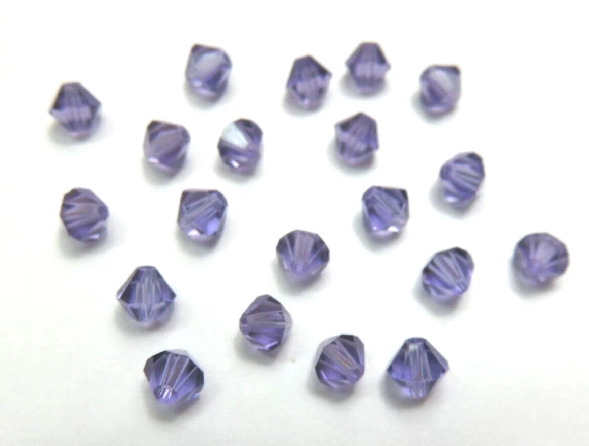 20 Pieces TANZANITE PURPLE 5 mm BICONE SWAROVSKI CRYSTAL