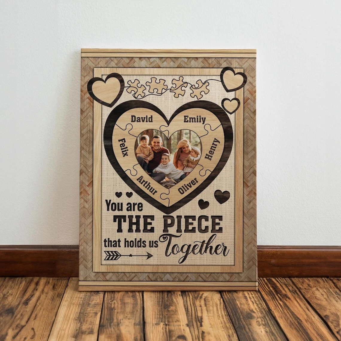 Personalized Mom Puzzle Piece Canvas, Family Names Wall Art - Mother’s Day Gift