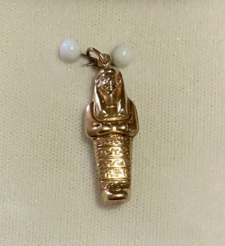 9ct Yellow Gold Egyptian Mummy Charm - Italian, Hollow - 0.75gm - Preowned