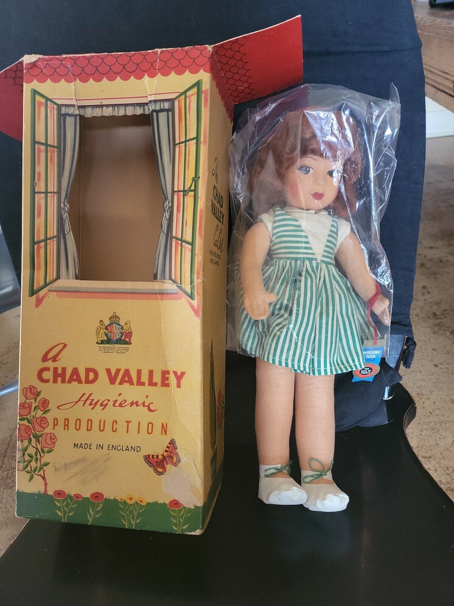 1950's Chad Valley Cloth Doll in Original Box with Wrist Tag 15