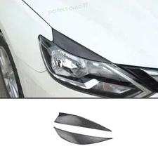 For Nissan Sentra 16-19 Carbon Fiber Steel Front Headlight Eyebrow Eyelid Strip