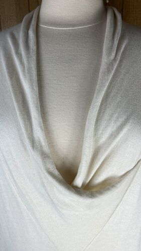 Cullen (Sz L) Ivory Sweater Crossover Silk Cashmere 3/4 Sleeve Boxy - Picture 2 of 12