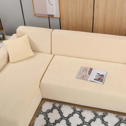 L-Shape Sofa Cover Velvet Stretch Slipcover,Seater Sectional Couch Protector - Picture 20 of 108