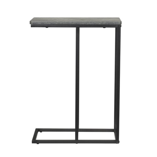 C-Shaped Side Table Accessibility End Table Rustic Slate Concrete Black Metal US - Picture 7 of 9