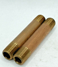 1/4" X 3" Red Brass Pipe Nipple Seamless *Lot of (2) Nipples*