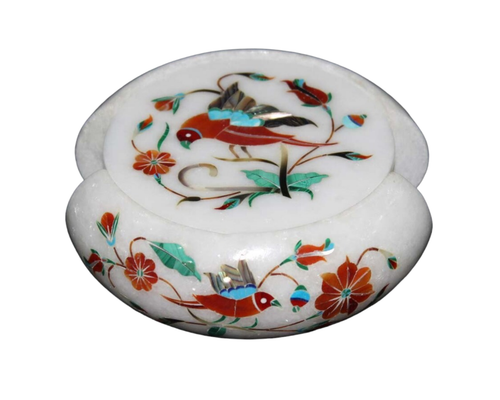 Bird Design Marble Coaster Set Inlay Work Floral Pietra Dura Home Decors & Gifts - Picture 4 of 7