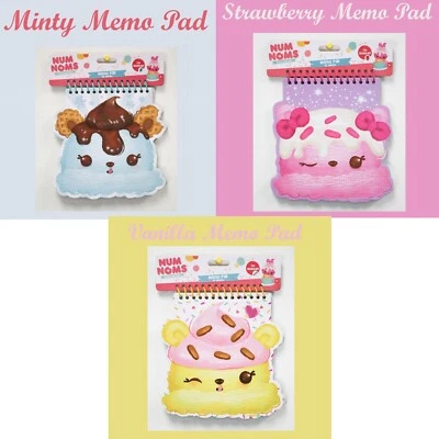 NOM NOM Num Noms Scented Memo Pad 3-Pack - Mint, Vanilla & Strawberry Fragrance
