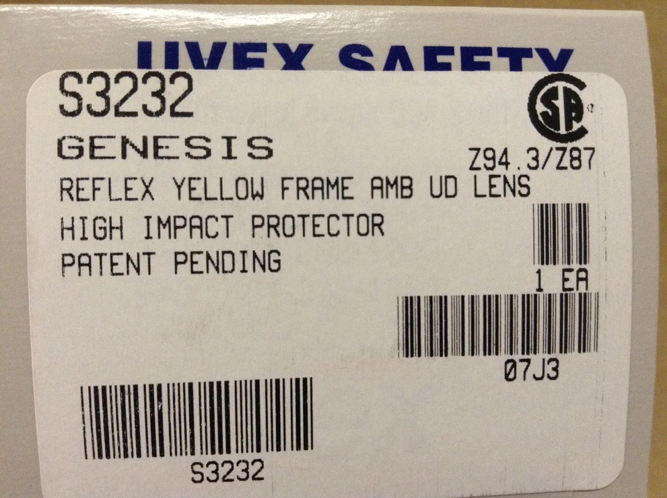 UVEX Genesis 反射黄色框架琥珀色高冲击安全眼镜可调节 — 第 2/4 张图片