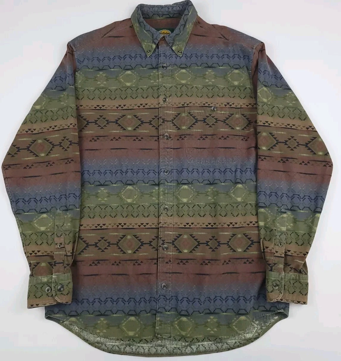 Vintage Cabela's Multicolor Aztec Southwest Native Pattern Flannel Shirt Outdoor