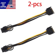 2-pcs 8" 15-pin SATA Male to 8-pin 6 2 PCI-E PCI Express Power Adapter Cable