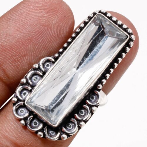 White Topaz Gemstone Handmade Fashion Ethnic Adjustable Jewelry Ring MXR 6648 - Picture 1 of 7