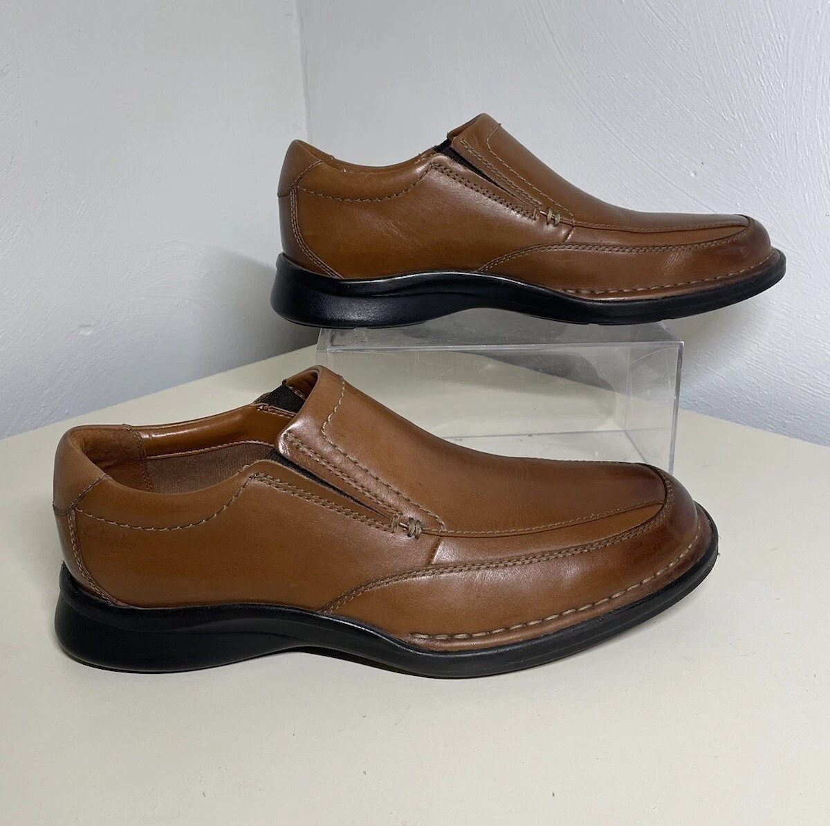 Scarpe mocassini eleganti Clarks 14885 uomo pelle marrone taglia 91M punta quadrata
