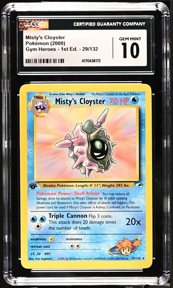 Misty's Cloyster 29/132 1st Edition Pokemon Gym Heroes CGC 10 Gem Mint