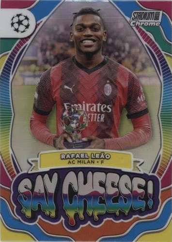2022-23 Topps Stadium Club Chrome UCL AC Milan Rafael Leao Aqua
