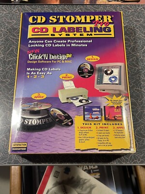 New Sealed CD Stomper Pro CD Labeling System Label Maker Apply Print Design Kit