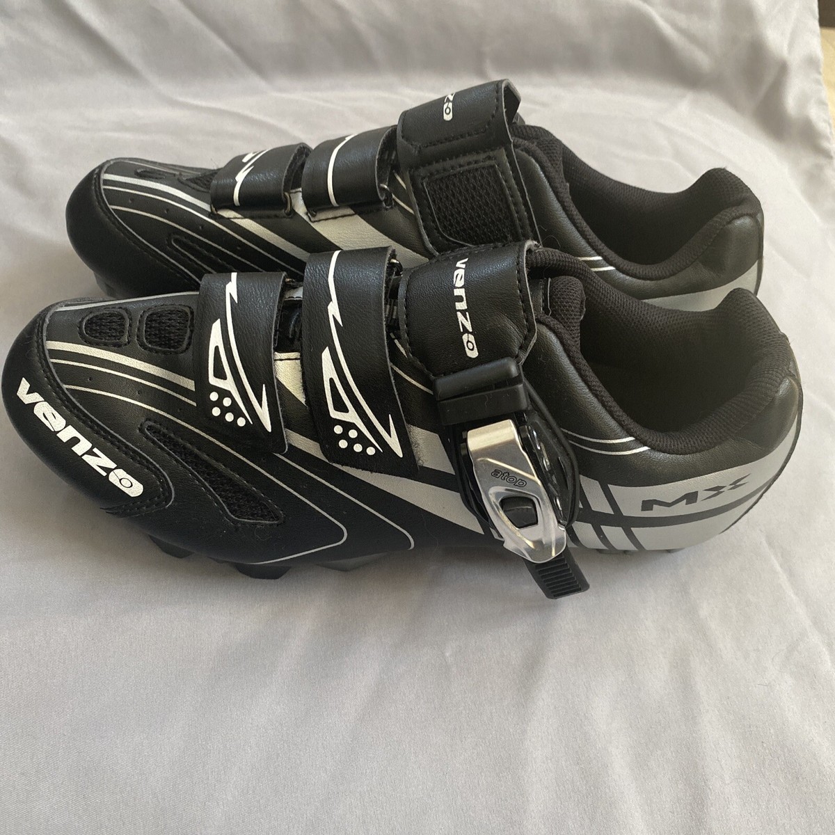 Venzo Black and Gray Cycling Shoes Used *Other Brand VENZO RX MEN 8 CYCLING SHOES Senior 8  main image 3