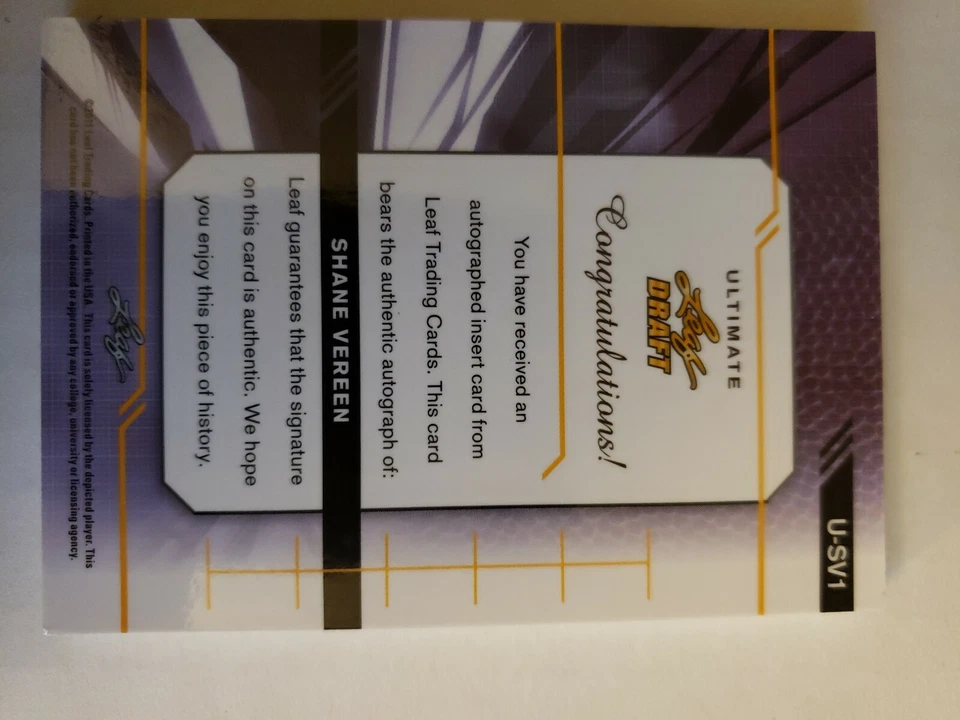 2011 LEAF DRAFT ULTIMATE SHANE VEREEN ON CARD AUTO #'D 2/49. SWEET ROOKIE AUTO.  - Image 4 of 4