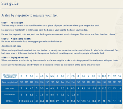 Conversion Blundstone Au Size Shoe Blundstone Womens Adults
