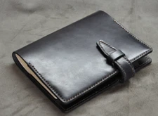 for A5 book jacket cover slipcase bag pocket cow leather customize black H573