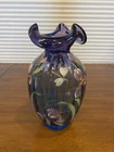 VTG FENTON Mulberry Connoisseur Floral & Dragonfly Vase LTD ED 147/1750 10.5"H