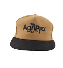 NOS Vintage 90s K Products AgriPro Seeds Spell Out Snapback Hat Canvas Brown USA