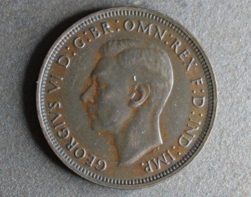 * 1946y. HALFPENNY WITH CRACK TO BOTH N'S CIRCULATED #FJP51 - Picture 3 of 9